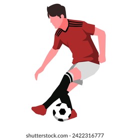 football player in red jersey vector flat design