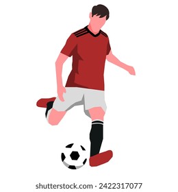 football player in red jersey vector flat design