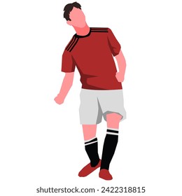 football player in red jersey vector flat design