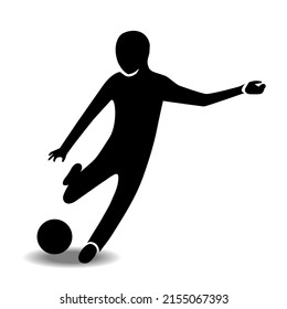 Football Player Running With Ball. Speed Shooting Pose. Stick Figure Pictogram Icon Vector Illustration 