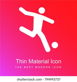Football player running behind the ball red and pink gradient material white icon minimal design