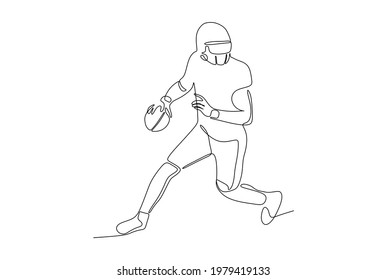 Football player running and keep the ball- continuous one line drawing