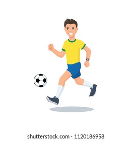 Football player runs with the ball. Vector illustration.