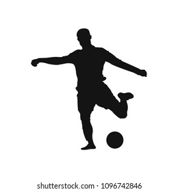 Football Player shooting a ball silhouette vector illustration isolated on white background