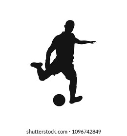 Football Player shooting a ball silhouette vector illustration isolated on white background