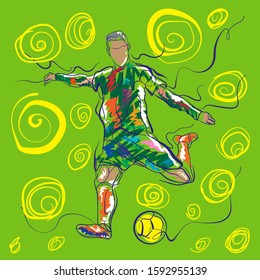 Football Player Shooting Pose. Vector style illustration