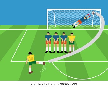 football player shooting soccer ball to goal,vector,illustration 