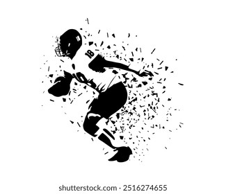 Football player silhouette, american football player running with ball, vector drawings of team sport athlete