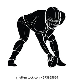 Football Player Silhouette. American Football Vector Illustration.