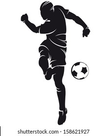 football player silhouette with ball isolated