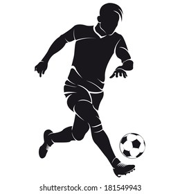 football player silhouette with ball isolated