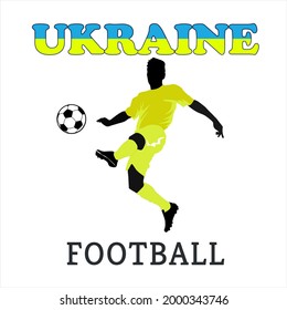 
football, player silhouette with ball isolated. Ukraine