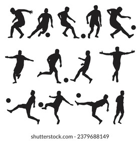  Reproductor de fútbol vector plano de Silhouette 