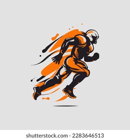 football player silhouette vector illustration. American football player silhouette. Rugby player vector illustration. Sport player vector illustration.