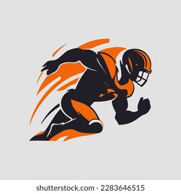 football player silhouette vector illustration. American football player silhouette. Rugby player vector illustration. Sport player vector illustration.