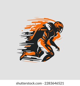 football player silhouette vector illustration. American football player silhouette. Rugby player vector illustration. Sport player vector illustration.