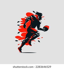 football player silhouette vector illustration. American football player silhouette. Rugby player vector illustration. Sport player vector illustration.