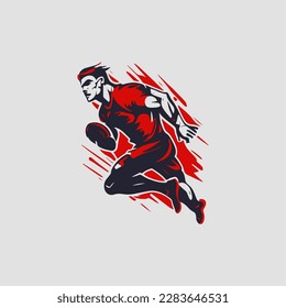 football player silhouette vector illustration. American football player silhouette. Rugby player vector illustration. Sport player vector illustration.