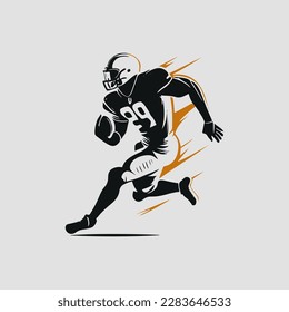 football player silhouette vector illustration. American football player silhouette. Rugby player vector illustration. Sport player vector illustration.