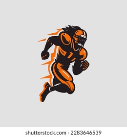 football player silhouette vector illustration. American football player silhouette. Rugby player vector illustration. Sport player vector illustration.