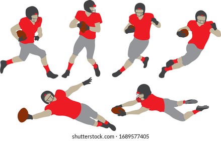 Football player silhouette vector set design sports