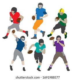 Football player silhouette vector set design sports