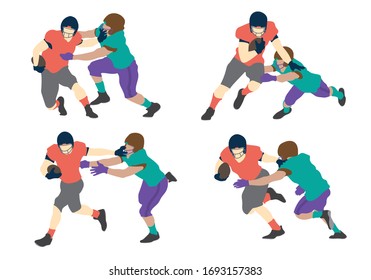 Football player silhouette vector set design sports