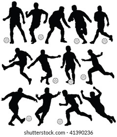 football player silhouettes - vector