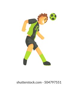 Football Player Smiling And Recieving The Ball On Head Isolated Illustration