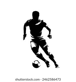 Football player, soccer, abstract isolated vector silhouette, front view