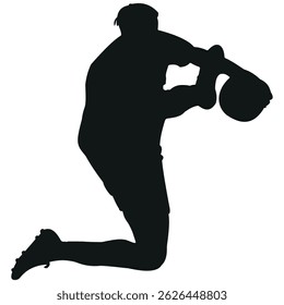Football player soccer field running and kicking ball during dynamic sports outdoor stock vector photo black and white eps ai illustrate silhouette graphic design background template