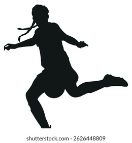 Football player soccer field running and kicking ball during dynamic sports outdoor stock vector photo black and white eps ai illustrate silhouette graphic design background template