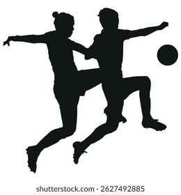 Football player soccer field running and kicking ball during dynamic sports outdoor stock vector photo black and white eps ai illustrate silhouette graphic design background template