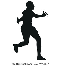 Football player soccer field running and kicking ball during dynamic sports outdoor stock vector photo black and white eps ai illustrate silhouette graphic design background template