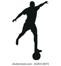 Football player soccer field running and kicking ball during dynamic sports outfall stock vector photo black and white eps ai illustrate silhouette graphic design background template 