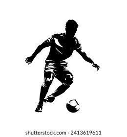 Football player, soccer, isolated vector silhouette. Team sport athlete logo