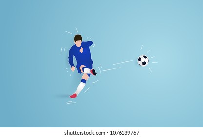 football player. soccer paper cut design style.