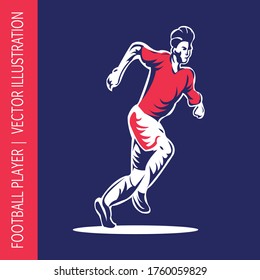 Football player, soccer player runs - vector illustration on a dark background