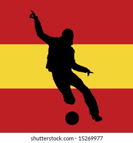 football player with spanish flag in background