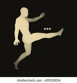 Football player. Sports concept. 3D Model of Man. Human Body. Sport Symbol. Design Element. Vector Illustration.