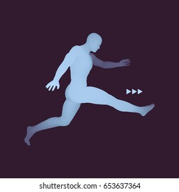 Football player. Sports concept. 3D Model of Man. Human Body. Sport Symbol. Design Element. Vector Illustration.