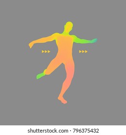 Football player. Sports concept. 3D Model of Man. Human Body. Sport Symbol. Design Element. Vector Illustration.
