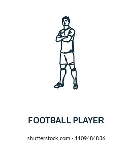 Football Player Standing icon. Mobile apps, printing and more usage. Simple element sing. Monochrome Football Player Standing icon illustration.