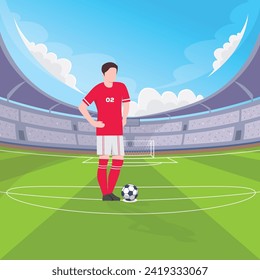 football player standing on stadium illustration template