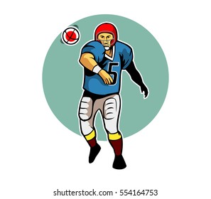 Football Player Throwing Ball