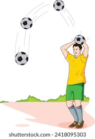 Football player throwing football while standing