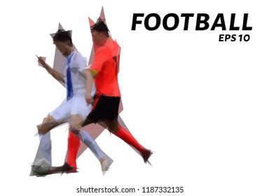 Football player from triangles. Low poly football. Vector illustration