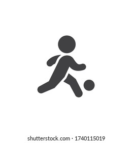 Football player vector icon. filled flat sign for mobile concept and web design. Man playing soccer game glyph icon. Symbol, logo illustration. Vector graphics
