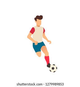 Football player vector isolated illustration. Soccer player, free kick, soccer ball flat illustration - Vector