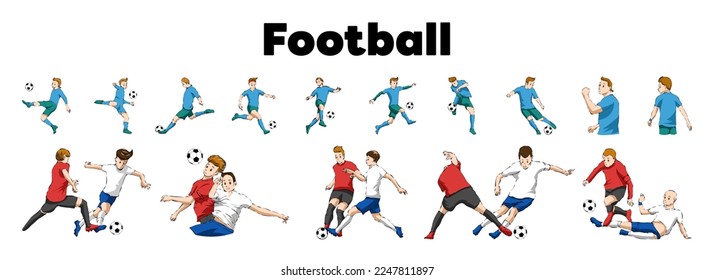 Football player vector set collection graphic clipart design